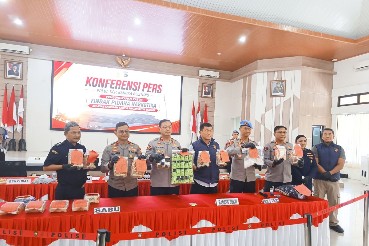 Polda Babel gagalkan peredaran 16,4 kilogram sabu dan 4.980 butir ekstasi
