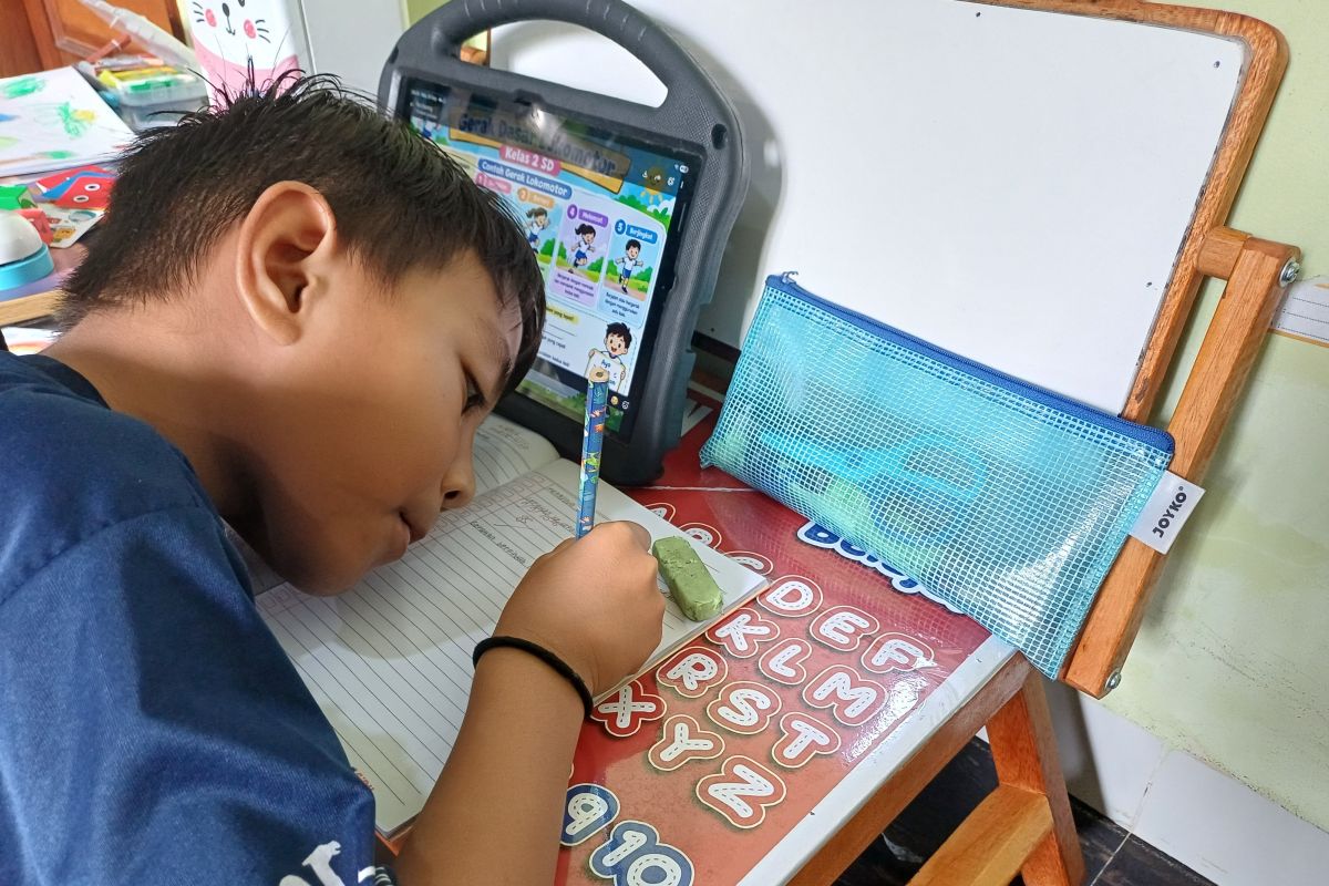 Kabut asap, siswa SD di Tanjungpinang kerjakan tugas dari rumah
