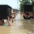 Bengawan Solo flood in Bojonegoro receding