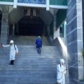 PMI Makassar seterilisasi Masjid Al-Markaz persiapan shalat Jumat