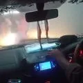 Sejumlah polisi sempat terjebak di tengah abu vulkanik dan hujan kerikil