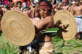 Amlapura (Antara Bali) - Dua orang pria saling menyerang dalam ritual perang pandan di Desa Tenganan Dauh Tukad Karangasem, Bali, Selasa (19/7). Tradisi yang digelar masyarakat Tenganan secara berkesinambungan setiap tahunnya, merupakan serangkaian kegiatan "Ngusaba Desa" sebagai bentuk penghormatan terhadap Dewa Indra atau Dewa Perang yang sekaligus sebagai Dewa Kemakmuran. FOTO ANTARA/AA Gde Agung/11.

