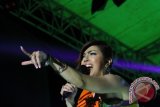 Penyangi Novita Dewi saat tampil di Tengarong dalam acara Kukar Rockin' Womans Day bersama penyangi rock wanita ternama, Nicky Astria, di halaman Kantor Bupati Kukar, Senin (11/11) malam. (Hayru Abdi/ANTARA Kaltim)