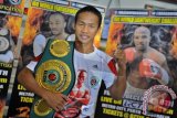 Petinju Indonesia Daud Yordan membawa sabuk juara IBO usai menjalani sesi latihan di Harrys Gym, Perth, Australia, Selasa (3/12). Daud Yordan akan menghadapi penantangnya asal Afrika Selatan Sipho Taliwe pada perebutan IBO World Lightweight Champion di Metro City Perth Australia pada 6 Desenber mendatang. ANTARA FOTO/Yudhi Mahatma/ss/pd/13