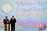 Wakil Persiden Budiono memberikan sambutan sekaligus membuka The World Coral Reef Conference (WCRC) 2014, di Manado, Sulawesi Utara, Jumat (16/5). Selain itu Wapres juga meresmikan gedung Sekretariat Coral Triangle Initiative (CTI) Centre. ANTARA FOTO/Fiqman Sunandar/wdy/14