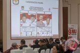 Undangan dari kedutaan asing dan pemantau pemilu internasional mengikuti pemaparan tentang Pemilihan Presiden dan Wapres 2014 dalam acara 'Election Visit Program for International Election Management Bodies in Indonesia Presidential' di gedung Komisi Pemilihan Umum, Jakarta Pusat, Senin (7/7). Kegiatan itu memberi penjelasan seputar penyelenggaraan Pilpres 2014 serta pelaksanaan pemantauan di lapangan. ANTARA FOTO/Fanny Octavianus/wdy/14.