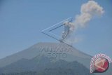 Gunung Slamet mengeluarkan asap sulfatara terlihat dari Lapangan Desa Tuwel, Kabupaten Tegal, Jateng, Kamis (11/9). Sejak Rabu (10/9) malam aktivitas Gunung Slamet meningkat drastis dengan tiga tiga kali letusan besar disertai luncuran lava pijar mencapai radius dua kilometer, yang mengakibat kebakaran hutan di dekat batas vegetasi. ANTARA FOTO/Oky Lukmansyah/wdy/14.