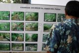 Kediri (Antara Jatim) - Seorang warga melihat rangkaian foto proses pembangunan program rehabilitasi dan pipanisasi saluran air bersih kawasan terdampak parah letusan Gunung Kelud di Desa Asmorobangun, Kabupaten Kediri, Jawa Timur, Jumat (14/11). PT Gudang Garam Tbk bekerja sama dengan Pemkab Kediri memberikan bantuan rehabilitasi dan pipanisasi saluran air bersih di lima desa di wilayah Kabupaten Kediri yang terdampak letusan Gunung Kelud, yaitu Desa Puncu, Satak, Asmorobangun, Kebunrejo dan Kampung Baru. Pascaletusan Kelud pada 13 Februari 2014,warga di lima desa tersebjut kekurangan air bersih karena saluran air bersih dari pengunungan rusak, serta air di sumur warga tidak layak untuk dikonsumsi. FOTO/ Rudi Mulya/14/Oka.