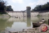 Bojonegoro - Seorang nelayan mencari ikan di Waduk Pacal, di Desa Kedungsumber,  Kecamatan Temayang, Kabupaten Bojonegoro, Jawa Timur, Senin (17/8). Waduk Pacal, yang menjadi andalan irigasi pertanian di daerah setempat, airnya sudah habis, disebabkan musim kemarau yang kering. Antara Jatim/Foto/Slamet Agus Sudarmojo.
