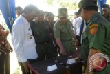 Tanjung, 17/11 - Pejabat Gubernur Kalsel, Tarrmizi Karim meninjau karet olahan sit angin yang dipamerkan pada pencanangan Gerakan Masyarakat Meningkatkan Mutu Karet (Gemas Mekar) di Desa Wayau Kecamatan Tanjung. Sit angin ini dipasaran harganya, mencapai Rp25 ribu per kilogeram sedangkan lump mangkok di Tabalong saat ini Rp6.400 per kilogeram.Foto:Antara/Herlina Lasmianti