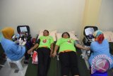 Sejumlah peserta diambil darahnya ketika berlangsungnya donor darah Persatuan Wartawan Indonesia (PWI) Jawa Timur di Surabaya, Jawa Timur, Kamis (10/3). Aksi donor darah tersebut dalam rangka Hari Pers Nasional 2016 dan Hari Ulang Tahun PWI ke-70. Antara Jatim/M Risyal Hidayat/zk/16