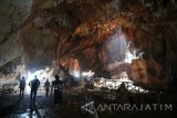 Sejumlah pengunjung di dalam Gua Putri Asih di Desa Nguluhan, Kecamatan Montong, Kabupaten Tuban, Jawa Timur, Minggu (30/10). Gua di kawasan hutan jati Kesatuan Pemangkuan Hutan (KPH) Parengan, Tuban, yang dibuka sejak Hari Raya Idul Fitri lalu, sekarang ini mulai banyak dikunjungi wisatawan domestik (wisdom). Antara Jatim/Foto/Slamet Agus Sudarmojo/zk/16. 