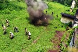 Komunitas pecinta sejarah Roode Burg Soerabaia menggelar aksi teatrikal perjuangan Arek Suroboyo dalam mempertahankan benteng dari gempuran tentara Inggris saat 'Historical Re-Enactment Photo Contest' di Benteng Kedung Cowek, Surabaya, Jawa Timur, Sabtu (5/11). Kegiatan yang digelar oleh komunitas pecinta sejarah Roode Burg Soerabaia bersama sejumlah pelatih Sekolah Komando Pasukan Katak (Sekopaska) TNI AL di kawasan bangunan bersejarah tersebut dalam rangka memperingati Hari Pahlawan.Antara Jatim/Abdullah Rifai/zk/16.