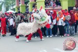 Aksi Barongsai dalam Karnaval Kebudayaan dalam rangka hari jadi Kabupaten Tapin ke 51 tahun, Rantau, Senin 28 November 2016. Foto:Antaranews Kalsel/M.H.Asyari/G.