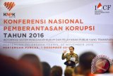 Presiden Joko Widodo berpidato saat pembukaan Konferensi Nasional Pemberantasan Korupsi (KNPK) tahun 2016, Jakarta, Kamis (1/12). Presiden menegaskan komitmennya terhadap upaya pemberantasan korupsi di Indonesia, salah satunya dengan peningkatan pelayanan publik di Indonesia. ANTARA FOTO/Yudhi Mahatma/wdy/16.