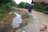 Salah satu ruas jalan di Desa Banua Rantau RT 5 Kecamatan Banua Lawas, Kabupaten Tabalong longsor akibat meluapnya sungai di wilayah ini. Jalan pun makin menyempit dan warga harus lebih hati-hati saat ini melintas.Foto Antaranews.Kalsel/Herlina Lasmianti