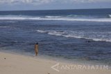 Wisatawan menikmati keindahan panorama wisata alam yang masih asri di Pantai Ngalur, Tulungagung, Jawa Timur, Kamis (27/4). Pantai Ngalur yang berpasir putih dan dihiasi terumbu karang cukup luas di balik kawasan lindung daerah itu merupakan destinasi wisata yang mulai diminati wisatawan lokal maupun komunitas backpacker asing. Antara Jatim/Destyan Sujarwoko/zk/17