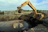 Sejumlah pekerja menyelesaikan pembangunan dermaga Boom Marina di kawasan wisata Pantai Boom, Banyuwangi, Jawa Timur, Jumat (28/4). Pembangunan dermaga tersebut, diklaim sebagai dermaga kapal pesiar terbesar di Indonesia yang mampu menampung 200 kapal yatch. Antara Jatim/Budi Candra Setya/zk/17.