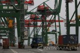 Sejumlah truk trailer mengantri bongkar muat kontainer di Terminal Teluk Lamong, Surabaya, Jawa Timur, Jumat (12/5). PT Pelabuhan Indonesia (Pelindo) III (Persero) mencatat pencapaian laba bersih secara korporasi di tahun 2016 mencapai Rp. 1,51 triliyun atau meningkat sebesar 30 persen dibandingkan tahun 2015 yang sebesar Rp. 1,16 triliyun. Antara Jatim/Didik Suhartono/zk/17