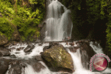 Pengunjung bermain di Curug (air terjun) Cipamingkis, Sukamakmur, Bogor, Jabar. Selain udara yang sejuk dan segar, Curug Cipamingkis bisa menjadi alternatif wisata alam bagi keluarga seperti tempat berkemah (camping ground), 'trekking' ke air terjun dan rumah pohon.  (ANTARA FOTO/Prasetyo Utomo/17).