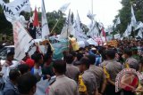 Ribuan warga Kabupaten Bangka Barat menggelar aksi demonstrasi menolak Hutan Tanaman Industri di halaman Kantor Gubernur Kepulauan Bangka Belitung, Senin (22/1/2017). (babel.antaranews.com/Aprionis)