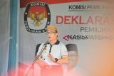 Penjabat Bupati Gorontalo Utara Drs.Abdul Haris Hadju, MM saat memberikan sambutannya di Deklarasi Kampanye Damai Pilkada 2018.