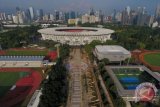Foto udara Kompleks Stadion Utama Gelora Bung Karno, Senayan, Jakarta, Senin (2/4/2018). Pemerintah menargetkan seluruh venue Asian Games XVIII selesai pada Juni mendatang. (ANTARA/Wahyu Putro A) 