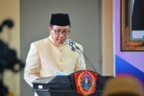 Penjabat Bupati Abdul Haris Hadju dalam sambutannya pada Rapat Paripurna Istimewa memperingati HUT Kabupateb Gorontalo Utara ke-11 di ruang sidang DPRD.