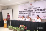 Komisi Pemilihan Umum Kabupaten Tanah Laut menggelar rapat pleno terbuka penetapan pasangan calon Bupati dan Wakil Bupati Tanah Laut Terpilih Periode 2018-2023 H Sukamta-Abdi Rahman, di Aula Sinar Hotel Pelaihari, Kamis (26/7).Foto:Antaranews Kalsel/Arianto.