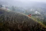 Foto udara Gunung Batu yang termasuk dalam sesar Lembang atau patahan Lembang di Kabupaten Bandung Barat, Jawa Barat, Selasa (30/10/2018). Penelitian yang dilakukan oleh Pemkot Bandung, ITB, dan United Nation menyebutkan bahwa sesar Lembang yang merupakan patahan geser aktif yang membentang sepanjang 29 kilometer tersebut memiliki potensi gempa di atas 5 SR. ANTARA JABAR/Raisan Al Farisi/agr.