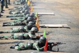 Sejumlah prajurit Korps Marinir menembak sasaran dengan menggunakan senapan serbu-1 (SS-1) ketika mengikuti lomba pembinaan satuan (binsat) di Lapangan Tembak Bhumi Marinir Karangpilang Surabaya, Jawa Timur, Senin (8/10). Lomba Binsat Korps Marinir tersebut mempertandingkan lima kemampuan pokok prajurit Marinir yang diikuti oleh1326 prajurit terdiri dari 34 tim perwakilan dari 34 Batalyon Marinir se-Indonesia. Antara Jatim/M Risyal Hidayat/mas/18.