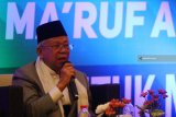 Calon Wakil Presiden nomor urut 01 Ma'ruf Amin berpidato dalam kegiatan  Silaturahim dan Ngopi Bareng di Ballroom Hotel Harris, Malang, Jawa Timur, Senin (29/10/2018). Kegiatan tersebut dihadiri puluhan kyai muda pengasuh sejumlah komunitas santri di Jawa Timur. Antara Jatim/Ari Bowo Sucipto/ZK