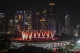  Pesta kembang api menyemarakkan Upacara Pembukaan Asian Para Games 2018 di Stadion Utama Gelora Bung Karno, Senayan, Jakarta, Sabtu (6/10/2018). ANTARA FOTO/Aprillio Akbar/hp.