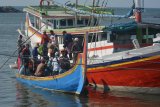 Sejumlah penyintas bencana gempa Situbondo tiba di Pelabuhan Kalbut, Mangaran, Situbondo, Jawa Timur, Kamis (11/10). Sekitar 100 orang penyintas gempa Situbondo asal Pulau Sapudi, Sumenep tiba menggunakan perahu layar motor untuk mengungsi ke keluarganya di Situbondo yang lebih aman. Antara Jatim/Seno/mas/18.