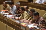     Sekjen Kemendagri Hadi Prabowo (tengah) menyampaikan pendapatnya dalam rapat kerja antara Komisi II DPR dengan Kemendagri, KPU dan Bawaslu di Kompleks Parlemen, Senayan, Jakarta, Selasa (16/10/2018). Rapat itu membahas evaluasi pilkada serentak 2018 dan persiapan pemilu 2019. ANTARA FOTO/Akbar Nugroho Gumay/ama