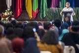 Menteri Luar Negeri Retno Marsudi menyampaikan kuliah umum pada acara Diplomacy Festival di Universitas Padjadjaran, Bandung, Jawa Barat, Rabu (19/12/2018). Kegiatan tersebut bertujuan untuk mensosialisasikan apa yang telah dilakukan Indonesia di kancah politik luar negeri dan pembekalan diplomasi terhadap mahasiswa yang menjadi aset bangsa di masa depan. ANTARA JABAR/M Agung Rajasa/agr. 