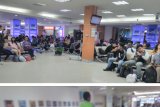 Ruang Tunggu Keberangkatan Bandara Syamsudin Noor Banjarmasin, Kamis (7/2) siang penuh sesak oleh penumpang yang mengalami keterlambatan terkait dengan  terkelupasnya Bandara Juanda Surabaya.