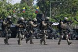 Pasukan khusus Intai Amfibi (Taifib) TNI Angkatan Laut memperagakan demonstrasi serangan kilat kemampuan melumpuhkan obyek vital musuh di Bhumi Marinir Karangpilang, Surabaya, Jawa Timur, Jumat (15/2/2019). Demonstrasi itu merupakan rangkaian acara serah terima jabatan Komandan Pasmar 2 dan Komandan Kolatmar. Antara Jatim/Didik Suhartono/ZK.