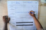 Petugas melakukan penghitungan  perolehan suara Pilpres dalam Pemilu  2019 di TPS 35 Kelurahan Gladak Anyar, Pamekasan, Jawa Timur, Rabu (17/4/2019). Antara Jatim/Saiful Bahri/zk.