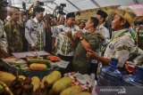 Wakil Gubernur Jabar Uu Ruzhanul Ulum (tengah) meninjau stand pameran petani se-Jabar pada acara Pembuakaan Hari Krida Pertanian (HKP) ke-47 tingkat Jabar di Lapang Dadaha, Kota Tasikmalaya, Jawa Barat, Selasa (16/7/2019). Kegiatan tersebut juga bertujuan untuk mempromosikan bidang pertanian kepada generasi milenial agar mereka terjun ke dalamnya. ANTARA FOTO/Adeng Bustomi/agr