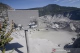 Lansekap Kawah Ratu pascaerupsi Gunung Tangkuban Parahu, di Kabupaten Subang, Jawa Barat, Minggu (28/7/2019). Pos Pengamatan Gunung Api Tangkuban Parahu PVMBG mecatat pada Minggu pagi (28/7) amplitudo getaran berkisar di angka 0,5 mm dibandingkan saat erupsi pada Jumat (26/7) yang mencapai lebih dari 50 mm. ANTARA JABAR/Raisan Al Farisi/agr