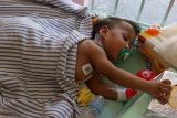 Petugas medis membawa Aqila ke Instalansi Rawat Inap (Irna) anak RSUD Dr Soetomo Surabaya, Jawa Timur, Selasa (20/8/2019). Aqila yang merupakan bayi kembar siam asal Kendari, Sulawesi Tenggara yang telah dilakukan operasi pemisahan dengan Azila itu dipindahkan dari Gedung Bedah Pusat Terpadu (GBPT) RSUD Dr Soetomo Surabaya ke Instalansi Rawat Inap (Irna) anak RSUD Dr Soetomo Surabaya karena dinyatakan dalam kondisi sehat oleh Tim Penanganan Bayi Kembar Siam RSUD Dr Soetomo. Antara Jatim/Didik Suhartono/ZK