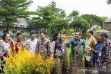 Deputy Director of Human Resources PT East West Seed Indonesia (EWINDO) Fransiska Fortuna (tengah) berbincang bersama panelis dan dewan juri disela- sela kegiatan Panah Merah Innovation Award 2019 mengenai konsep urban farm atau pertanian kota di Purwakarta, Jawa Barat, Selasa (24/9/2019). Ajang lomba karya ilmiah tersebut bertema âCreative Innovation Towards SDGâs 2030â yang diselenggarakan oleh EWINDO produsen benih sayuran Cap Panah Merah. Sebanyak 110 tulisan yang berasal dari 50 perguruan tinggi ikut berpartisipasi seperti UI, ITB, IPB, UNIBRAW, UNHAS, UIN Syarif Hidayatullah dan perguruan tinggi nasional lainnya yang bertujuan untuk menghasilkan inovasi kewirausahaan di bidang nutrisi, kesehatan dan kegiatan sosial lainnya. ANTARA FOTO/M Ibnu Chazar. ANTARA JABAR/M Ibnu Chazar/agr