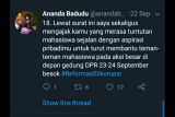 Aktivis sekaligus musisi Ananda Badudu buka suara cuitan #reformasidikorupsi