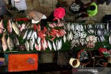 Aktivitas pedagang dan konsumen di pasar ikan tradisional Peunayong, Banda Aceh, Aceh, Jumat (11/1/2019).