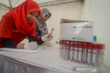  Petugas mencatat darah seorang warga saat pemeriksaan HIV secara gratis di Halaman Gedung Sate, Bandung, Jawa Barat, Sabtu (30/11/2019). Periksaan HIV secara gratis tersebut dilakukan dalam rangka memperingati hari Aids sedunia yang jatuh pada 1 Desember serta untuk menumbuhkan kesadaran terhadap wabah AIDS di seluruh dunia yang disebabkan oleh penyebaran virus HIV. ANTARA JABAR/Raisan Al Farisi/agr