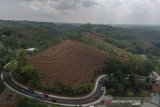 Foto udara kawasan hutan yang gundul akibat penebangan kayu di Alinayin, Kabupaten Ciamis, Jawa Barat, Kamis (25/12/2019). Kementerian Lingkungan Hidup dan Kehutanan mencatat dari sekitar 911.000 hektare lahan kritis, 714.000 hektare berada di wilayah Jabar, dan oleh karena itu Pemprov Jabar berencana memberdayakan lahan kritis melalui sistem wanatani atau agroforesty pada 2020. ANTARA JABAR/Adeng Bustomi/agr