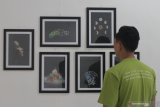 Pengunjung melihat karya yang dipamerkan dalam pameran fotografi bertajuk 'Sahasra Citra