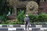 Pejalan kaki melintas di depan patung Tiga Singa saat Pembatasan Sosial Berskala Besar (PSBB) di Taman Trunojoyo, Malang, Jawa Timur, Kamis (28/5/2020).  Forum Koordinasi Pimpinan Daerah (Forkopimda) Jatim dan Malang Raya memutuskan untuk tidak akan memperpanjang PSBB di kawasan Malang Raya (Kabupaten Malang, Kota Malang dan Kota Batu) yang berakhir pada tanggal 30 Mei 2020 serta berencana akan melanjutkan dengan Masa Transisi Normal Baru. Antara Jatim/Ari Bowo Sucipto/zk.