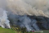 Foto udara kebakaran hutan dan lahan di Kabupaten Tapin, Kalimantan Selatan, Selasa (5/9/2020). Berdasarkan data Badan Penanggulangan Bencana Daerah (BPBD) Provinsi Kalimantan Selatan hutan dan lahan yang terbakar mengalami penurunan dibandingkan tahun lalu dari Januari hingga 13 September 2020 mencapai 103,12 hektare dan masih terus meluas. Foto Antaranews Kalsel/Bayu Pratama S.